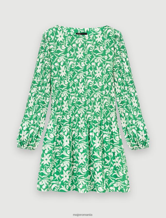 îmbrăcăminte Maje rochie mini cu maneca lunga femei imprimeu verde ca de vis N2X2DF179