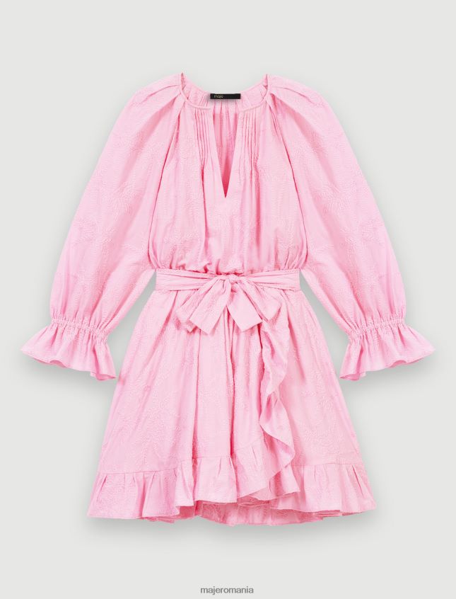 îmbrăcăminte Maje rochie mini cu volane femei roz pal N2X2DF174