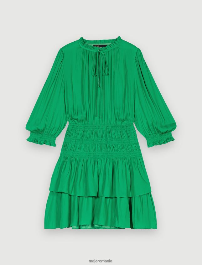 îmbrăcăminte Maje rochie mini cu volane femei verde smarald N2X2DF181