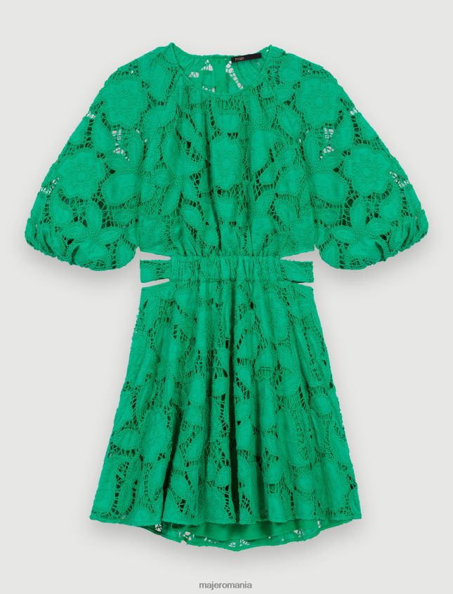 îmbrăcăminte Maje rochie mini din bumbac brodat femei verde N2X2DF180